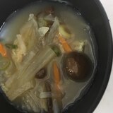 株とりなめこと大根と白菜のお味噌汁(^○^)